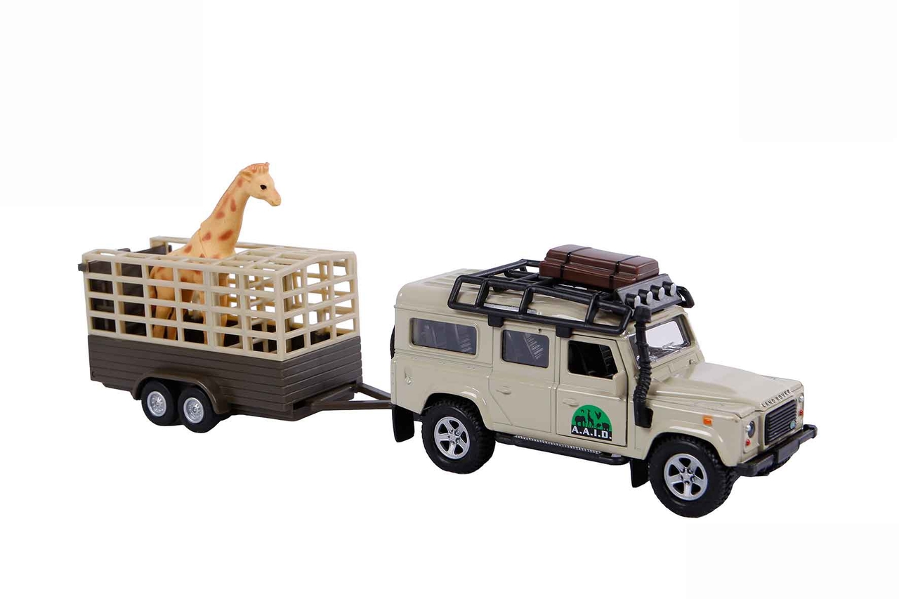 Speel walvis pack Kids Globe 521723 Land Rover met giraffe-trailer