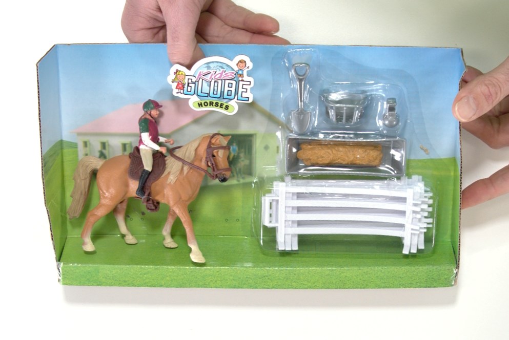 Geslagen vrachtwagen Vertrek naar Verbinding Speelgoed Paard met ruiter en accessoires