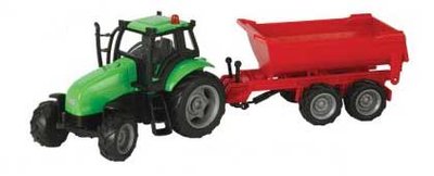 Kids Globe 510653 tractor met rode kipper (schaal 1:50)