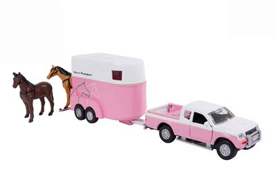 roze paarden speelgoed auto met trailer